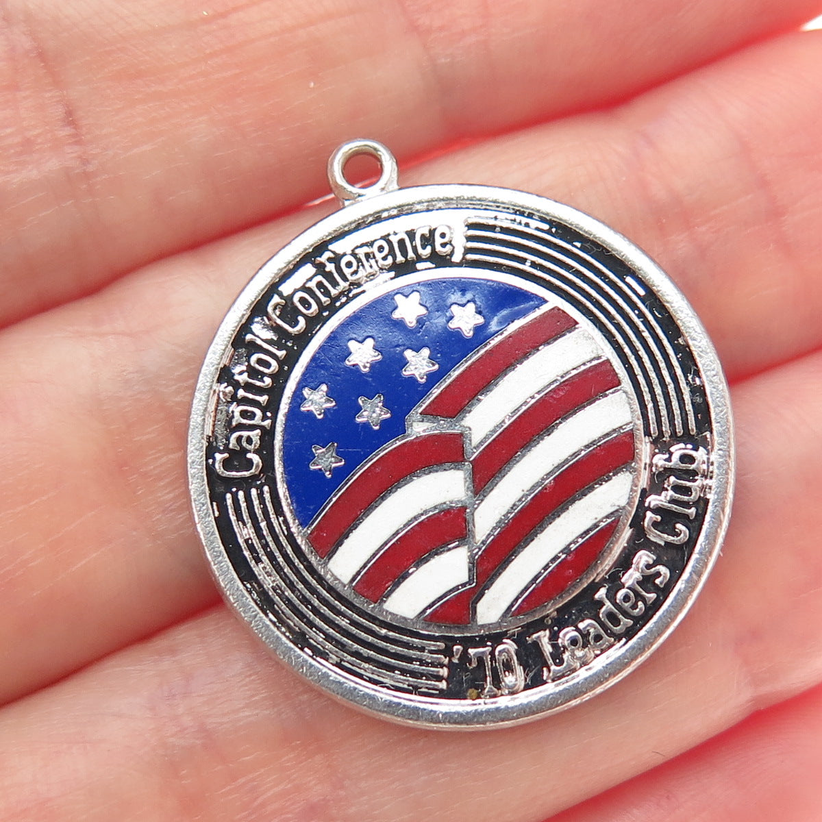 925 Sterling Silver Vintage Enamel Capitol Conference 1970 Leaders Club Pendant