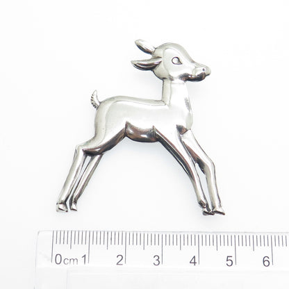 925 Sterling Silver Vintage Bambi Fawn Pin Brooch