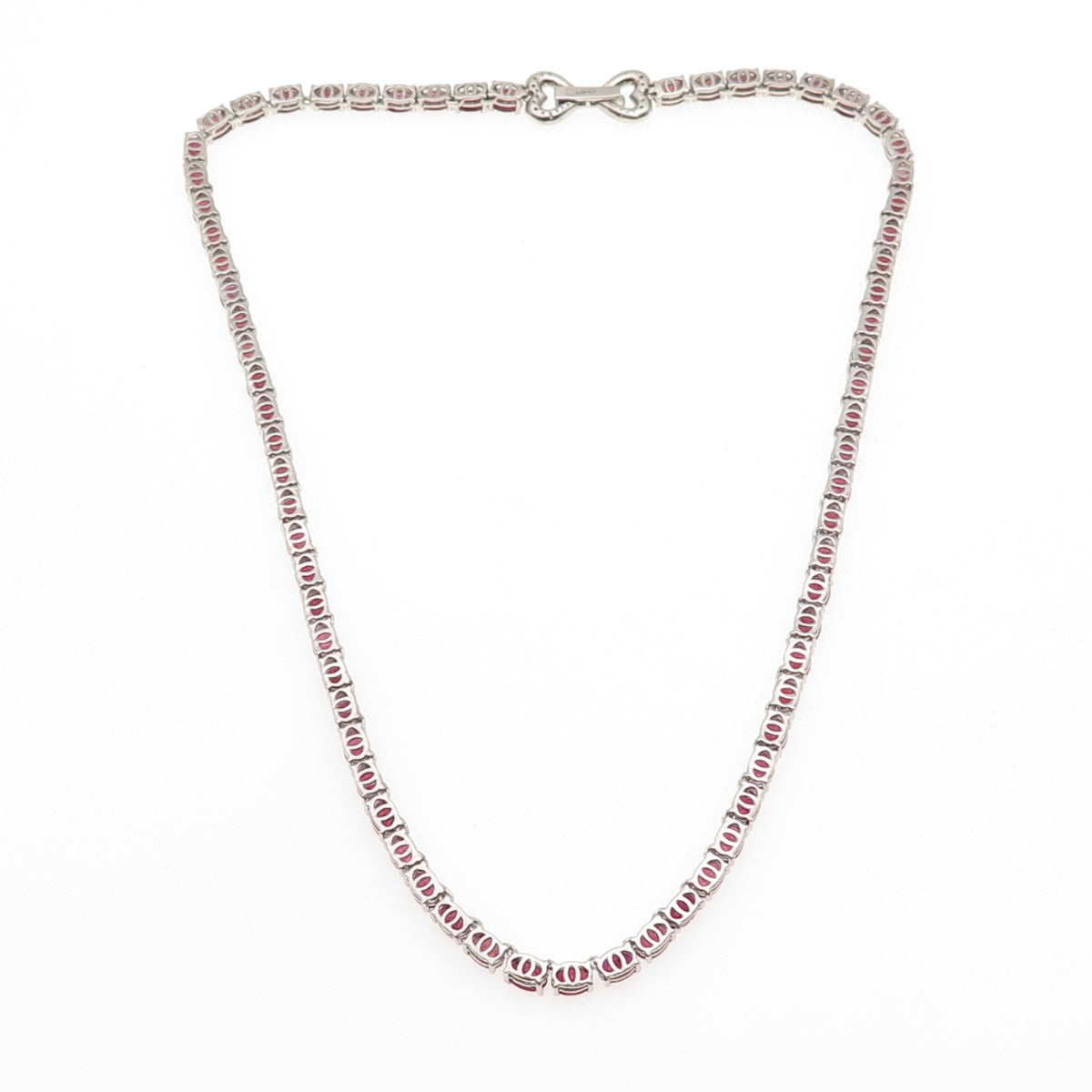 Chuck Clemency 925 Sterling Silver Real Ruby & White Topaz Chain Necklace 18"