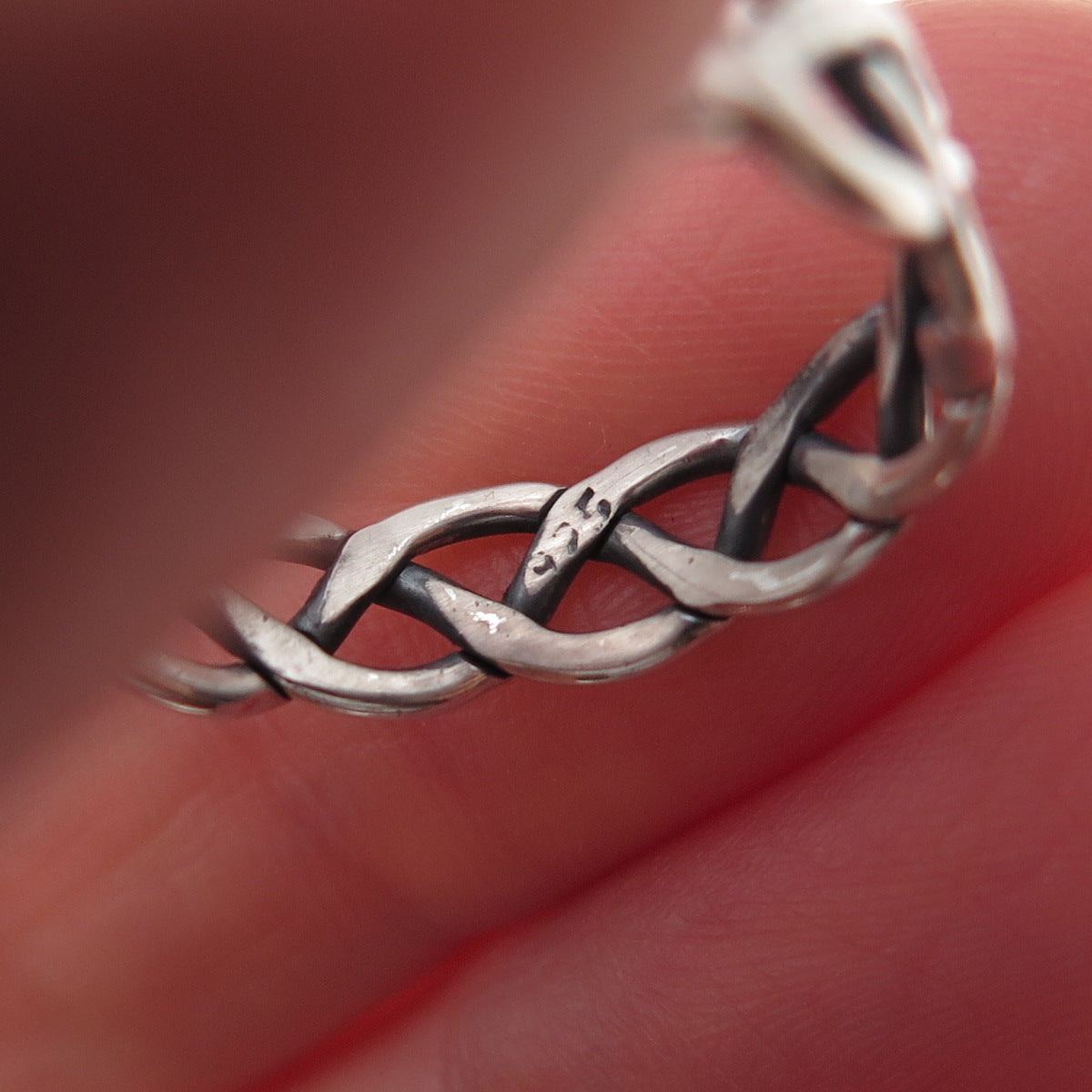 925 Sterling Silver Vintage Celtic Woven Oxidized Band Ring Size 9