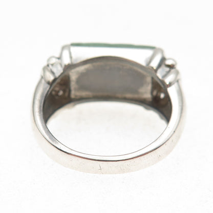 Judith Ripka 925 Sterling Silver Vintage Real Jade Oxidized Ring Size 10