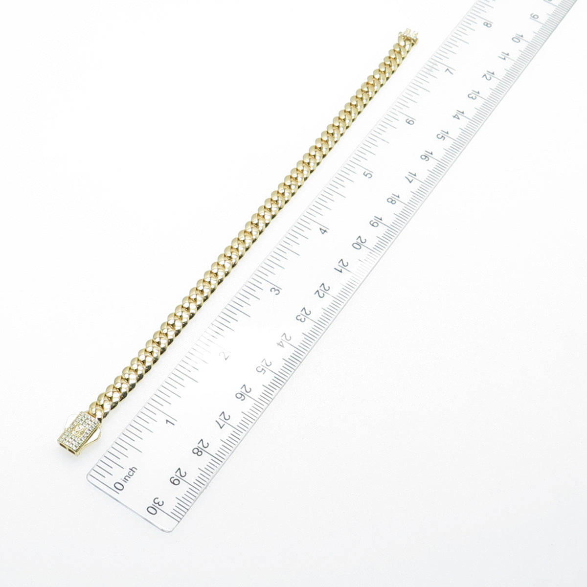 SUPERIOR GOLD 925 Sterling Silver Round-Cut C Z Cuban Link Bracelet 6.5"