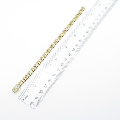 SUPERIOR GOLD 925 Sterling Silver Round-Cut C Z Cuban Link Bracelet 6.5"