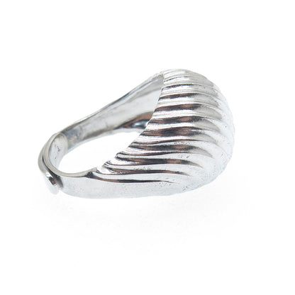 925 Sterling Silver Vintage Ribbed Dome Adjustable Ring Size 7.75