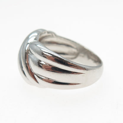 925 Sterling Silver Vintage Modernist Wavy Ring Size 8.25