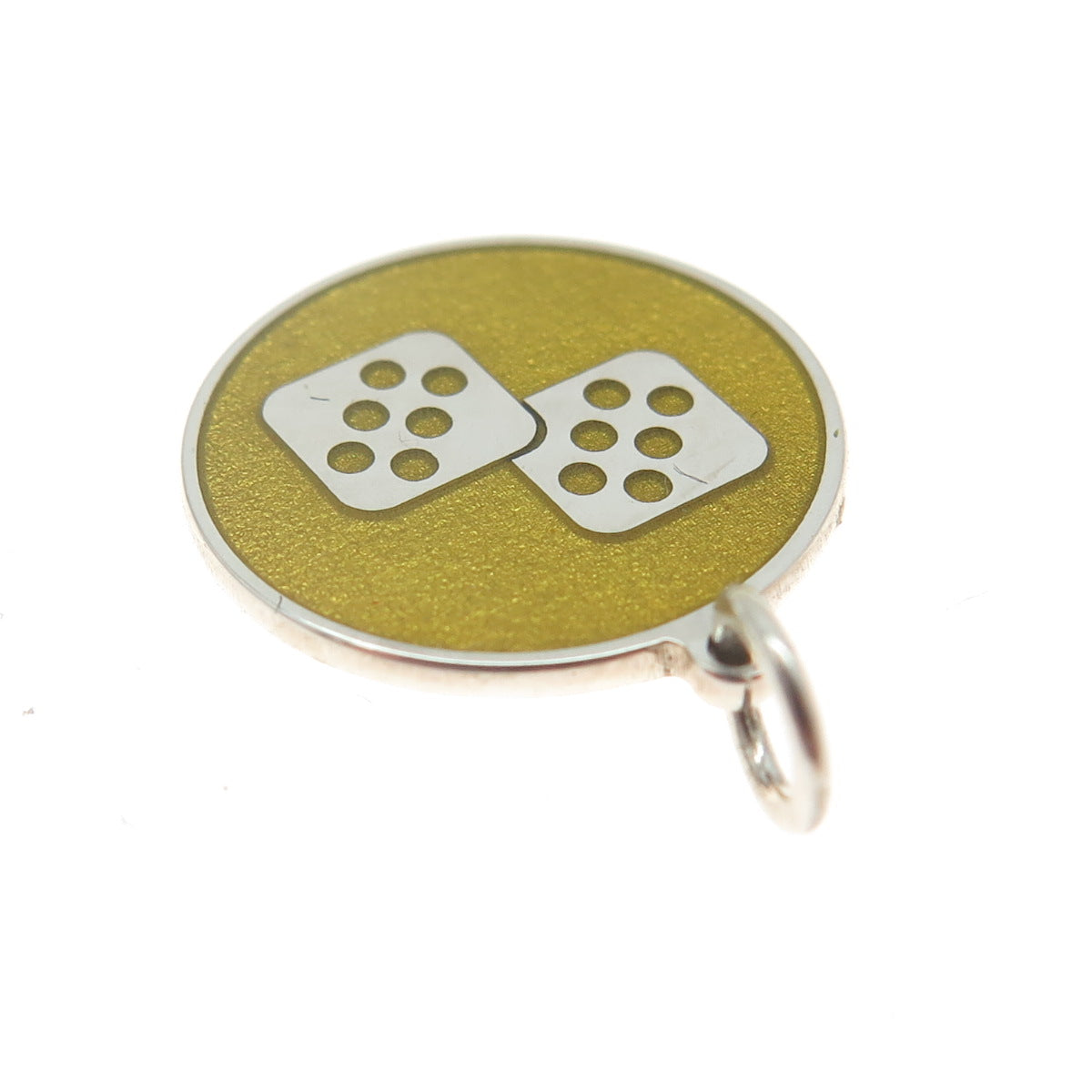 925 Sterling Silver Yellow Enamel Dice for Good Luck Charm Pendant