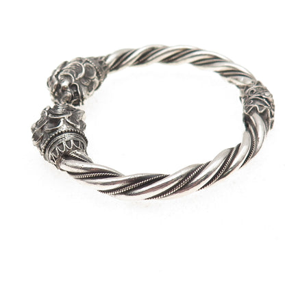 925 Sterling Silver Vintage Lion Oxidized Bracelet 6.75"