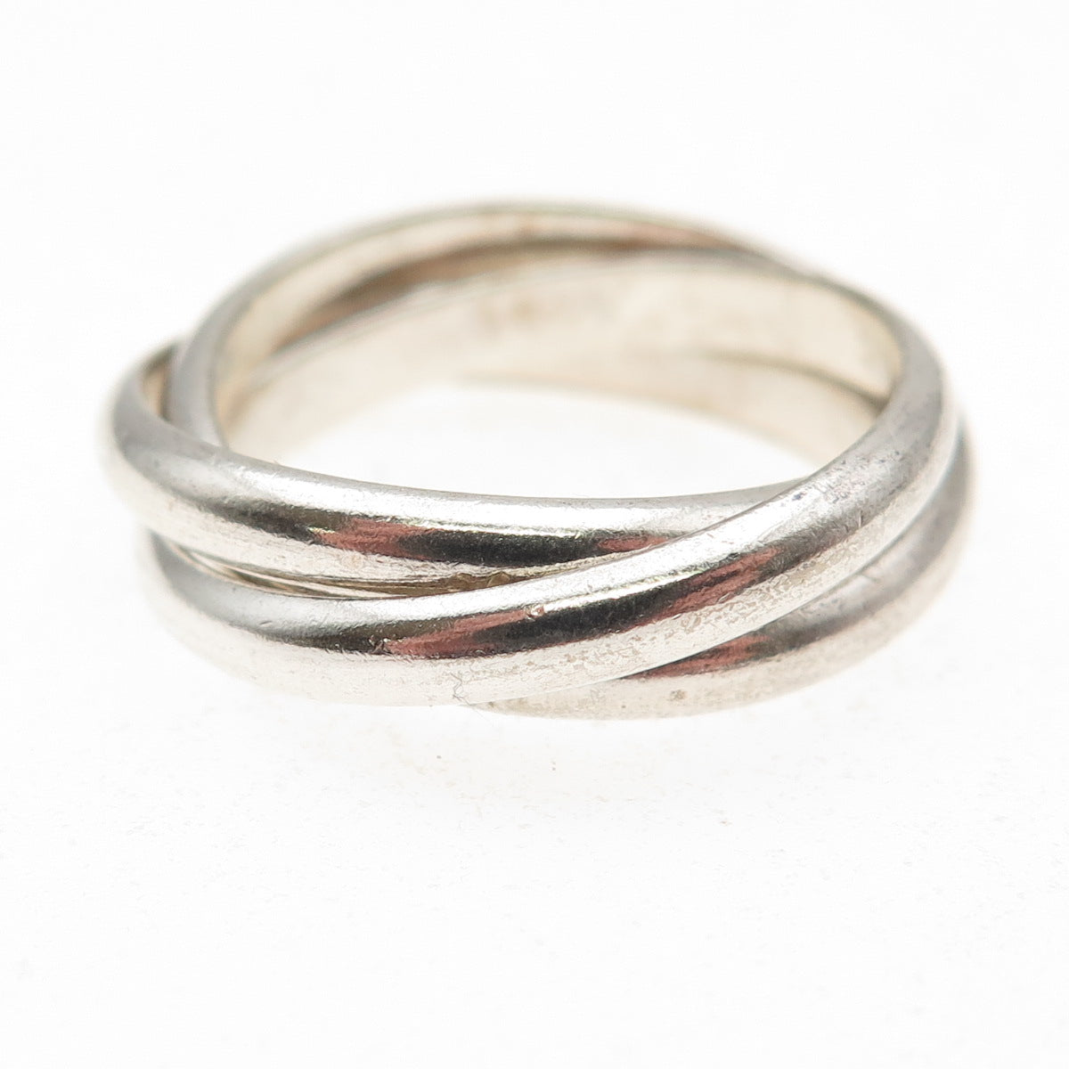 925 Sterling Silver Vintage Interlocked Trinity Oxidized Band Ring Size 6.75