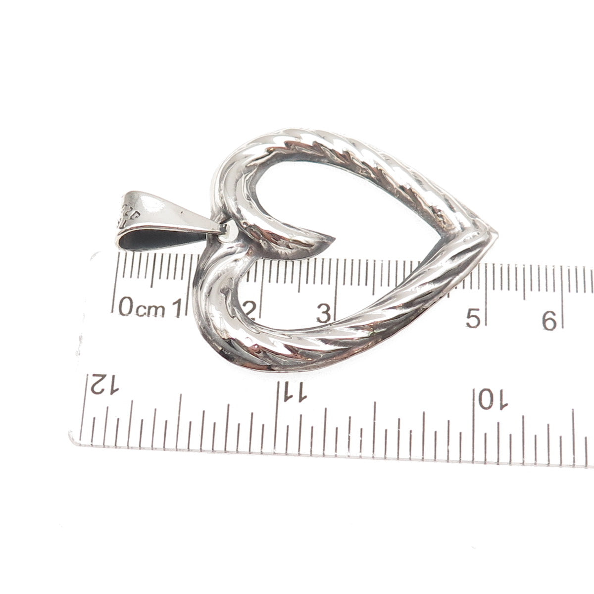 925 Sterling Silver Vintage Mexico Heart Oxidized Pendant