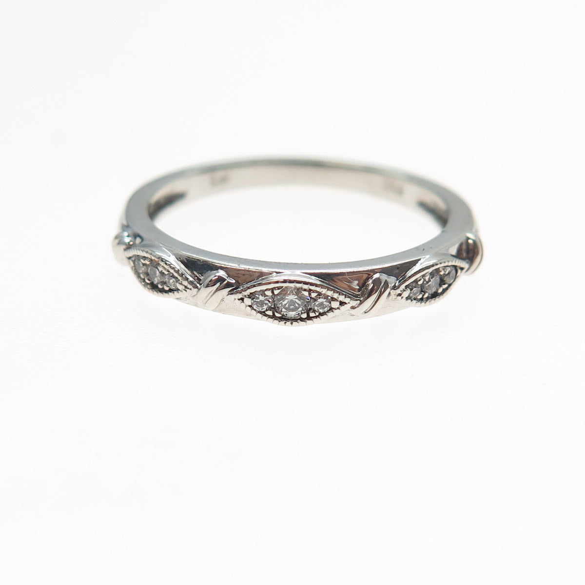 850 Silver Round-Cut Swarovski Crystal Stackable Band Ring Size 7