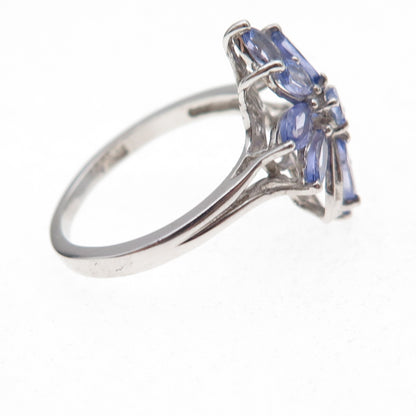 Chuck Clemency 925 Sterling Silver Real Tanzanite Floral Ring Size 8