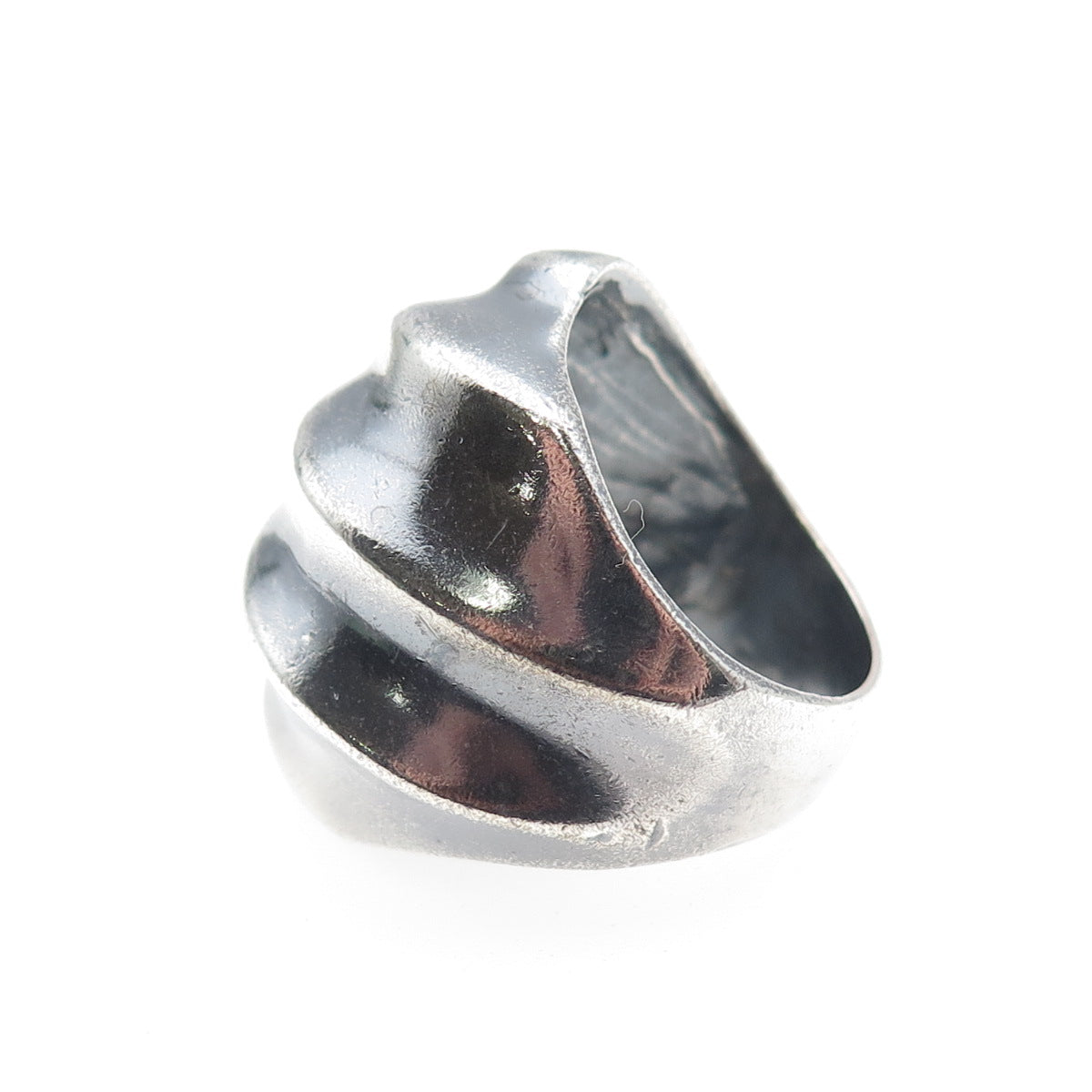 925 Sterling Silver Vintage Mexico Modernist Dome Oxidized Ring Size 6.75