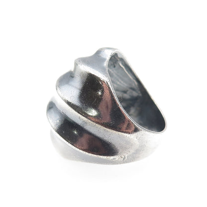 925 Sterling Silver Vintage Mexico Modernist Dome Oxidized Ring Size 6.75