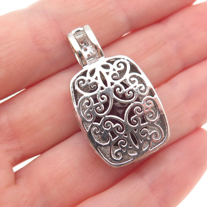 Chapal Zenray 925 Sterling Silver 2-Tone Vintage Real Ruby & C Z Charm Pendant