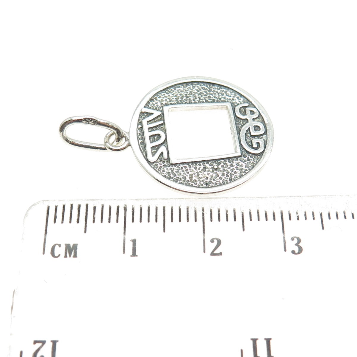 925 Sterling Silver Vintage Chinese Coin Good Fortune Amulet Pendant