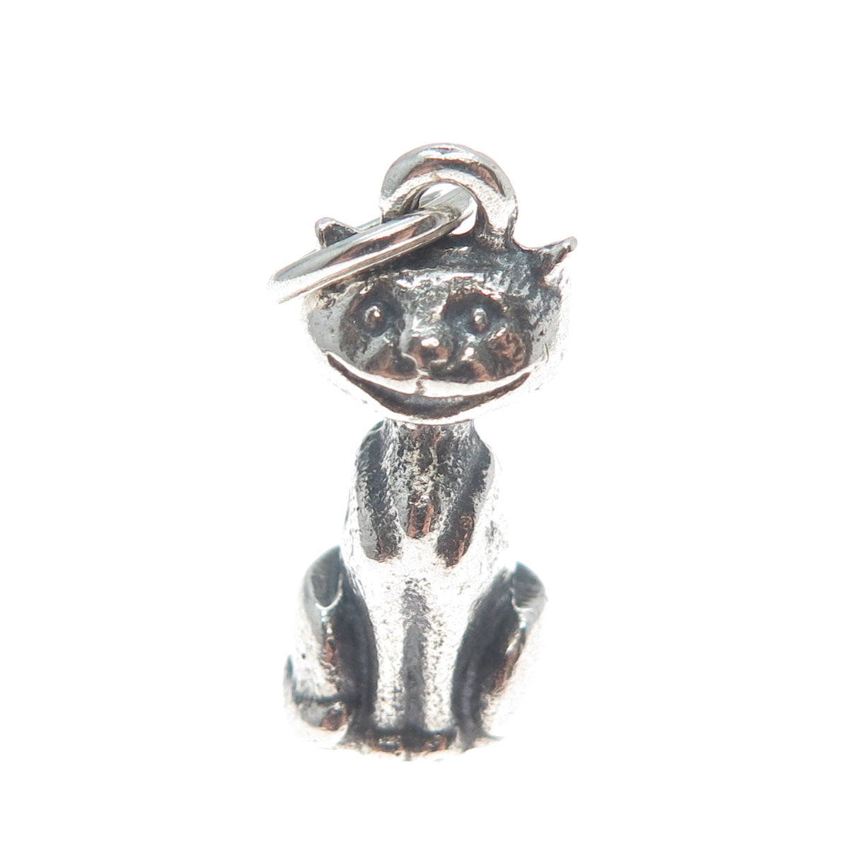 JO MICHELS 925 Sterling Silver Vintage Cat Oxidized Minimalist 3D Charm Pendant
