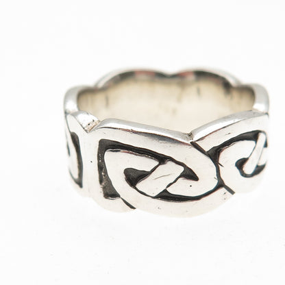 925 Sterling Silver Vintage Celtic Knot Oxidized Band Ring Size 8.5