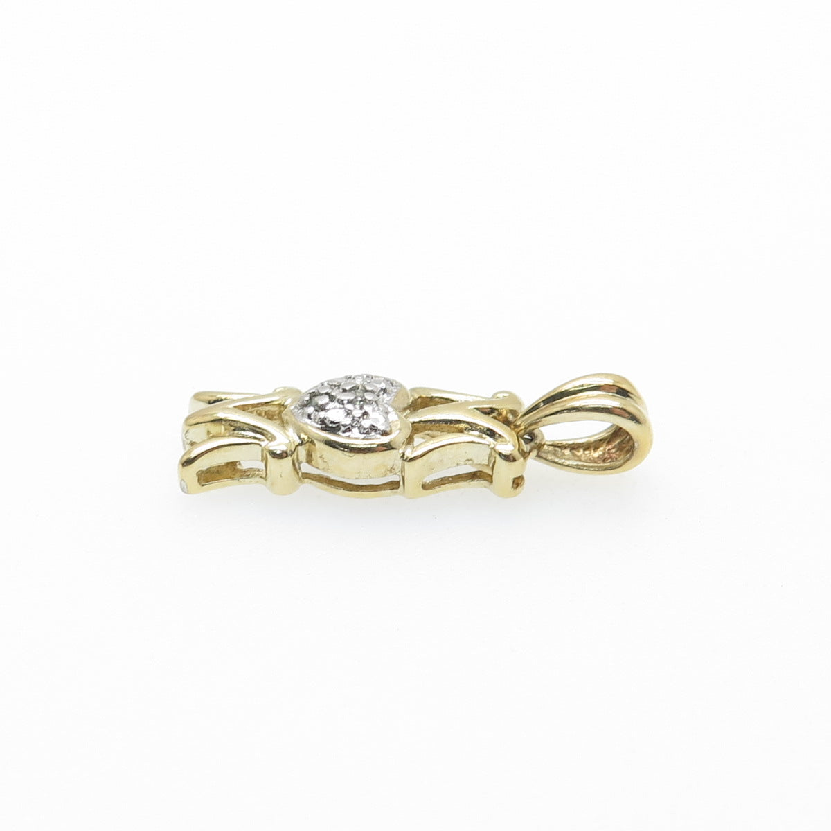 ROSS SIMONS Sterling Gold Plated Real Diamond Mom Heart Minimalist Charm Pendant