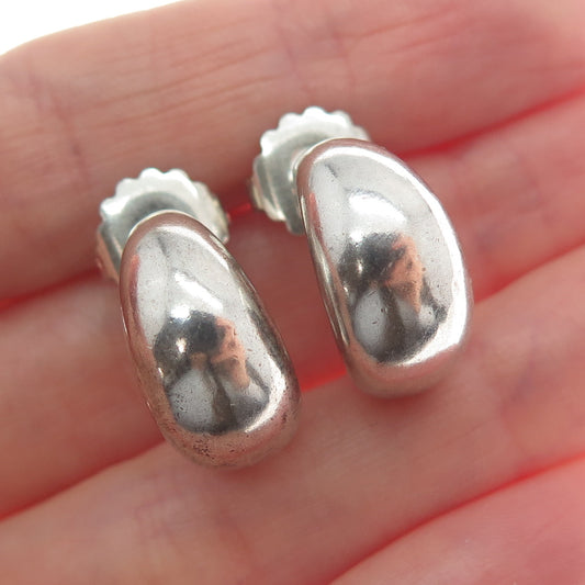 RALPH LAUREN 925 Sterling Silver Vintage Modernist Oxidized Hoop Earrings