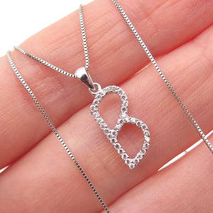 925 Sterling Silver Round-Cut C Z Letter B Initial Box Chain Necklace 18"