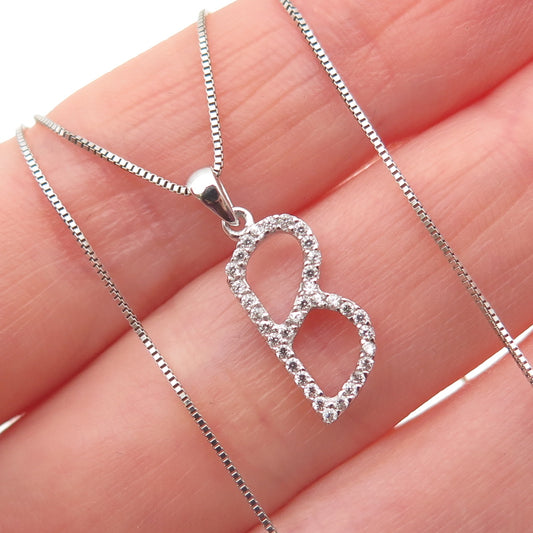 925 Sterling Silver Round-Cut C Z Letter B Initial Box Chain Necklace 18"