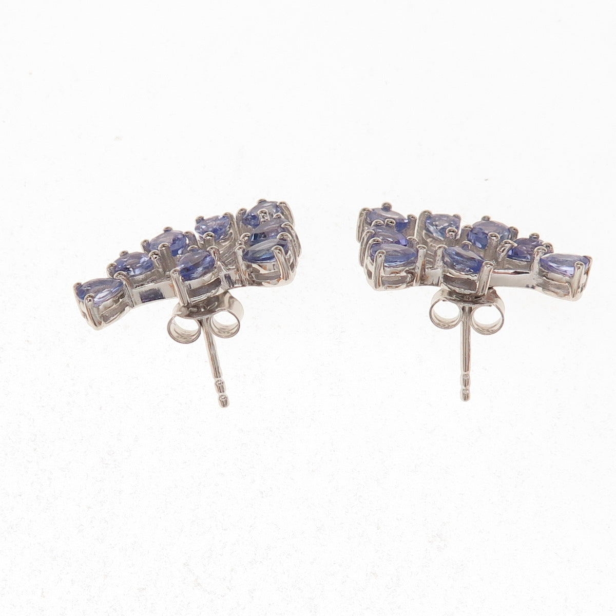 Chuck Clemency 925 Sterling Silver Real Pear-Cut Tanzanite Firework Earrings