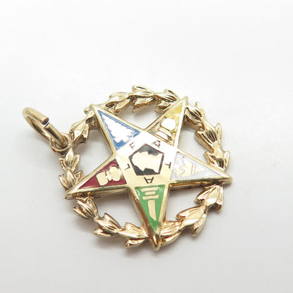 925 Sterling Silver Gold Plated Vintage Griffith & Sons Co Enamel Wreath Pendant