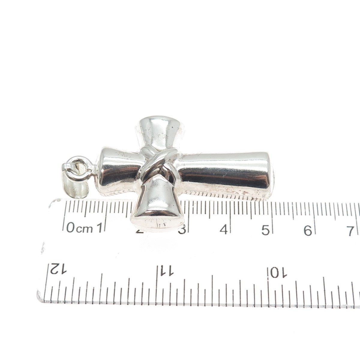 925 Sterling Silver Vintage Italy Cross Religious 3D Charm Pendant