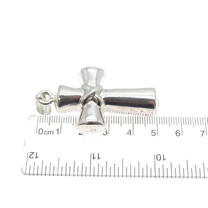 925 Sterling Silver Vintage Italy Cross Religious 3D Charm Pendant