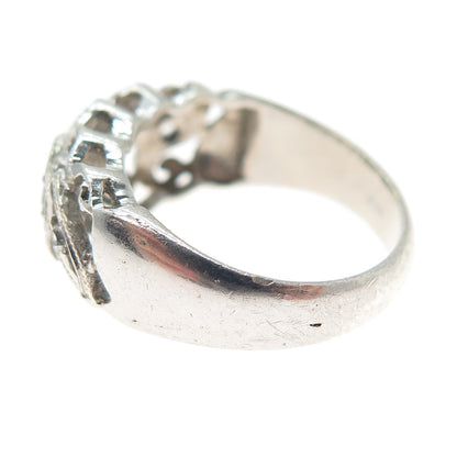 925 Sterling Silver Vintage Round-Cut C Z Swirl Ring Size 5.5