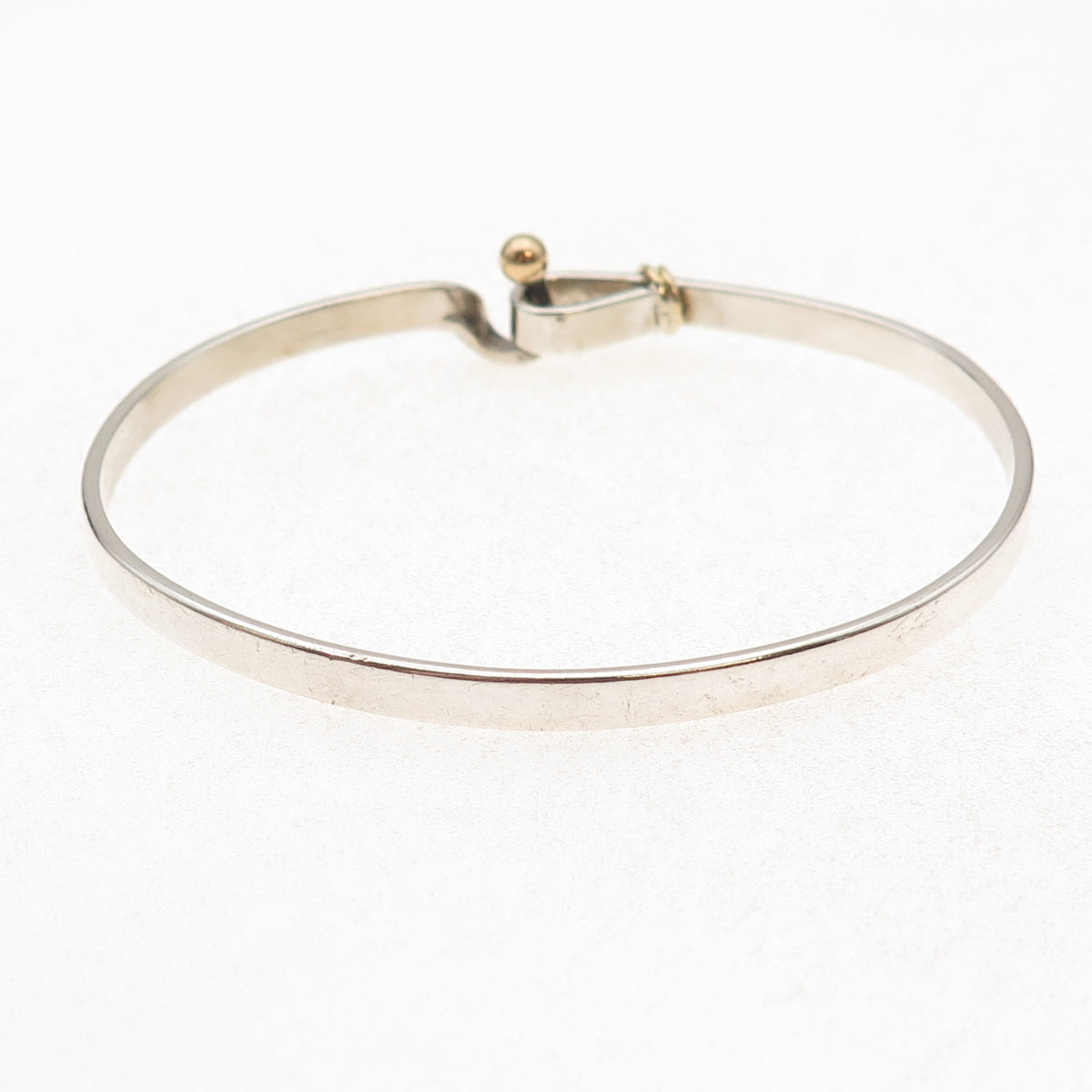 Tiffany & Co. 925 Sterling Silver 18K Gold Vintage Hook Eye Bangle Bracelet 6.5"