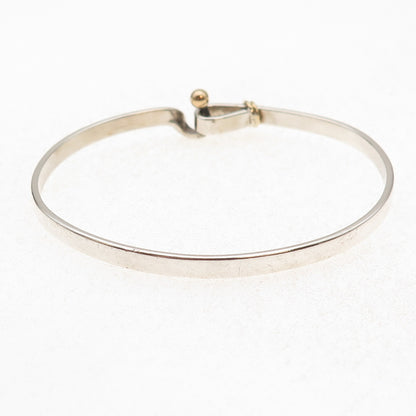 Tiffany & Co. 925 Sterling Silver 18K Gold Vintage Hook Eye Bangle Bracelet 6.5"