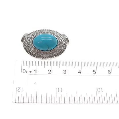 JUDITH RIPKA 925 Sterling Silver Real Tyrone Turquoise & C Z Slide Pendant