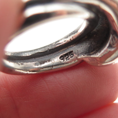 Tasco Sterling Silver Vintage Mexico Modernist Bypass Oxidized Ring Size 4.75