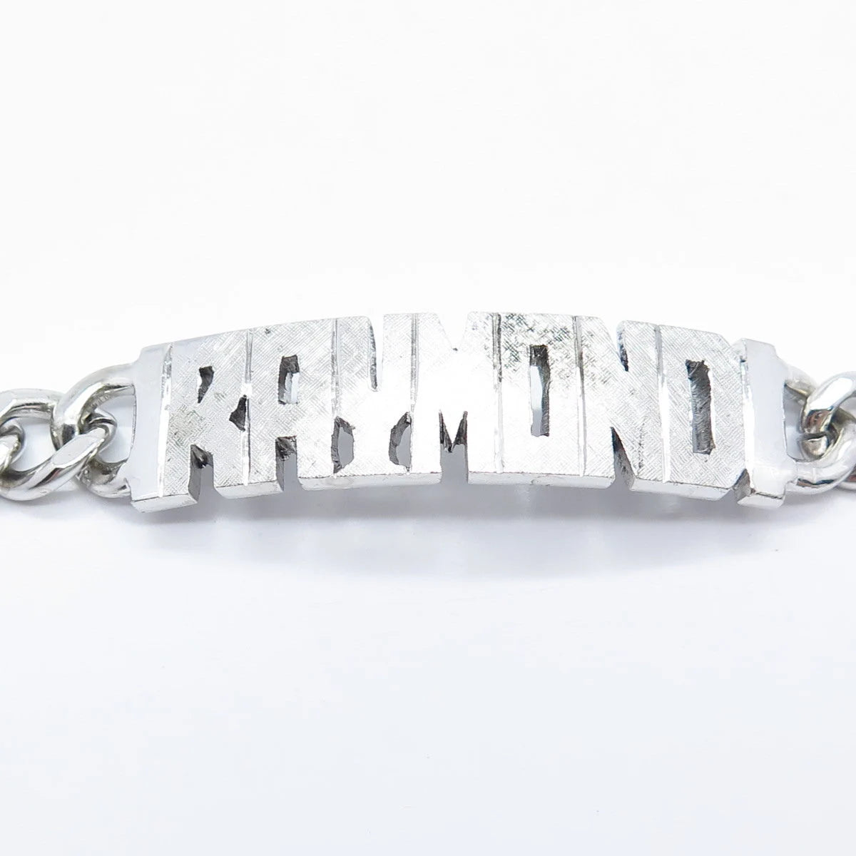 925 Sterling Silver Vintage Elco "Raymond" Personalized Cable Bracelet 7.25"