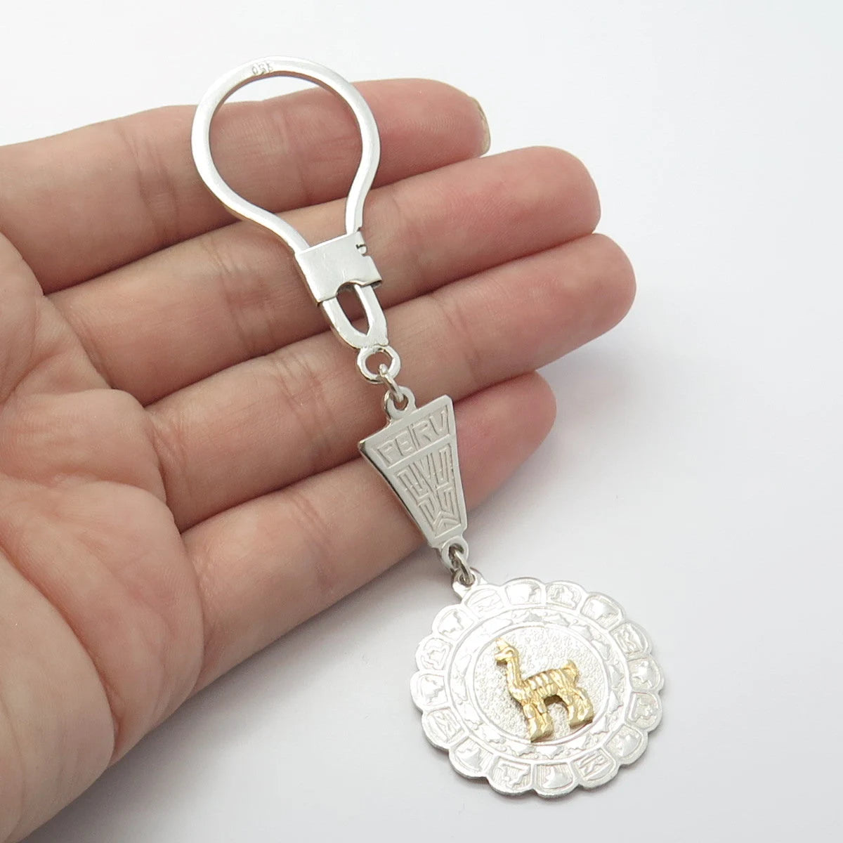 950 Silver / Gold Vintage Peru Llama Key Ring