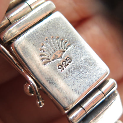 925 Sterling Silver Vintage Modernist Wicker Oxidized Link Bracelet 8.25"