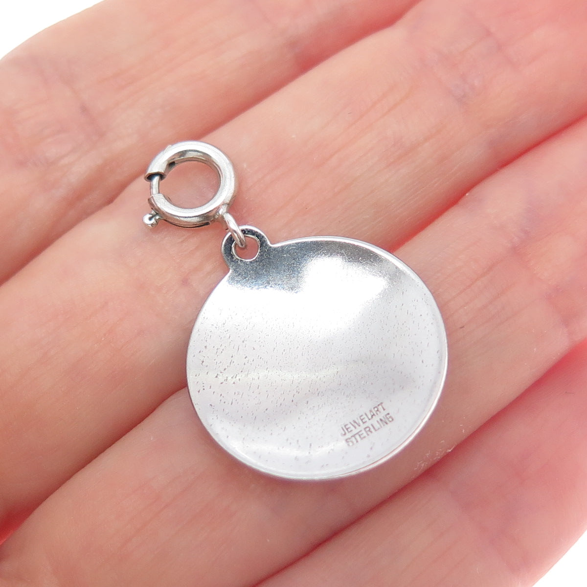 JEWELART Sterling Silver Vintage Merry Christmas Spring Ring Lock Charm Pendant