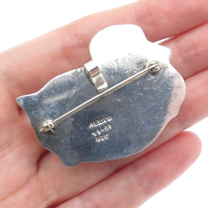 925 Sterling Silver Vintage Mexico Puffy Duck Pin Brooch / Pendant