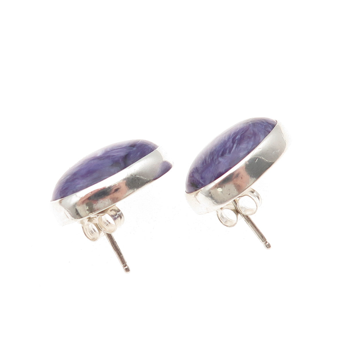 INCA Old Pawn 925 Sterling Silver Vintage Southwestern Charoite Tribal Earrings