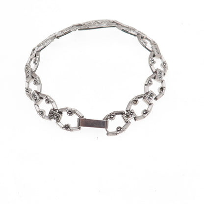 925 Sterling Antique Art Deco Real Marcasite Bracelet 7.25" (missing stones)