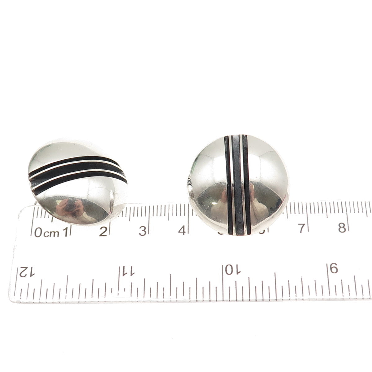 Tom Yazzie Navajo Old Pawn Sterling Vintage Southwestern Dome Oxidized Earrings