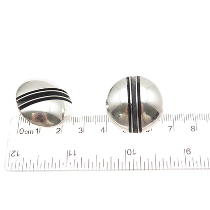 Tom Yazzie Navajo Old Pawn Sterling Vintage Southwestern Dome Oxidized Earrings