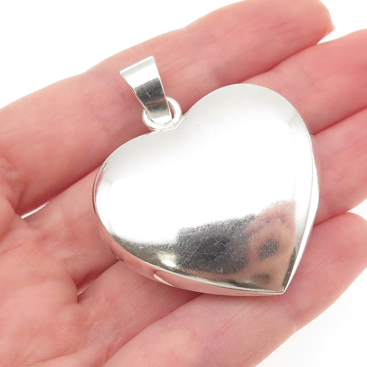JONDELL 925 Sterling Silver Vintage Spain Puffy Heart Charm Pendant