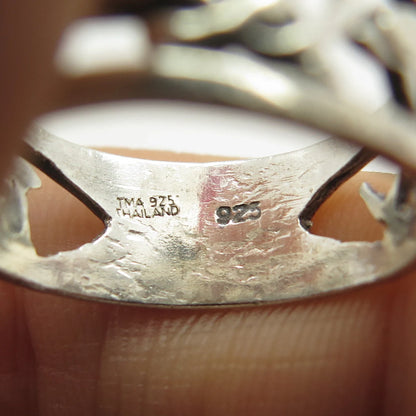 925 Sterling Silver Vintage Friendly Dolphin Band Ring Size 6.5