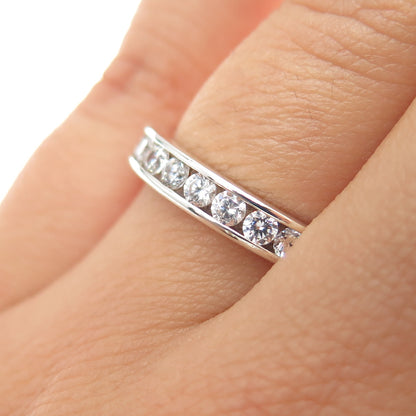 925 Sterling Silver Round-Cut C Z Half Eternity Band Ring Size 6