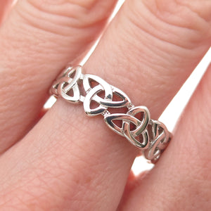 925 Sterling Silver Vintage Celtic Trinity Knot Band Ring Size 10.25