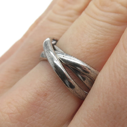 925 Sterling Silver Vintage Mexico Trinity Interlocked Band Ring Size 7.25