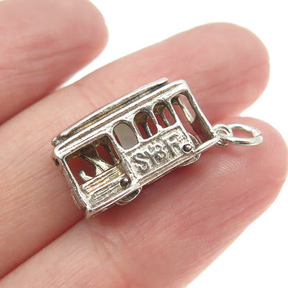 925 Sterling Silver Vintage Tram / Cable Car 3D Charm Pendant