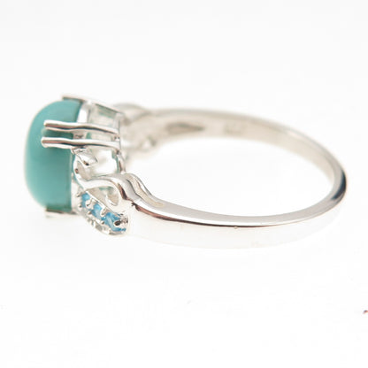 925 Sterling Silver Real Turquoise & Apatite Ring Size 8